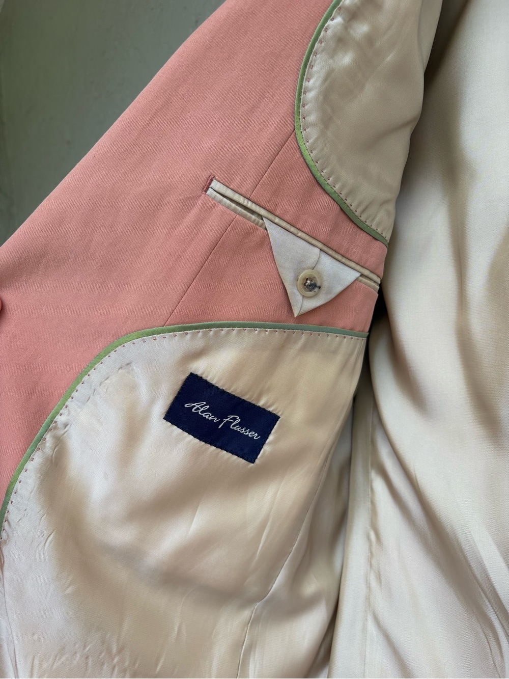 Alan Flusser Pink Silk Blend Sport Coat Blazer 42R Salmon Coastal - Picture 4 of 16